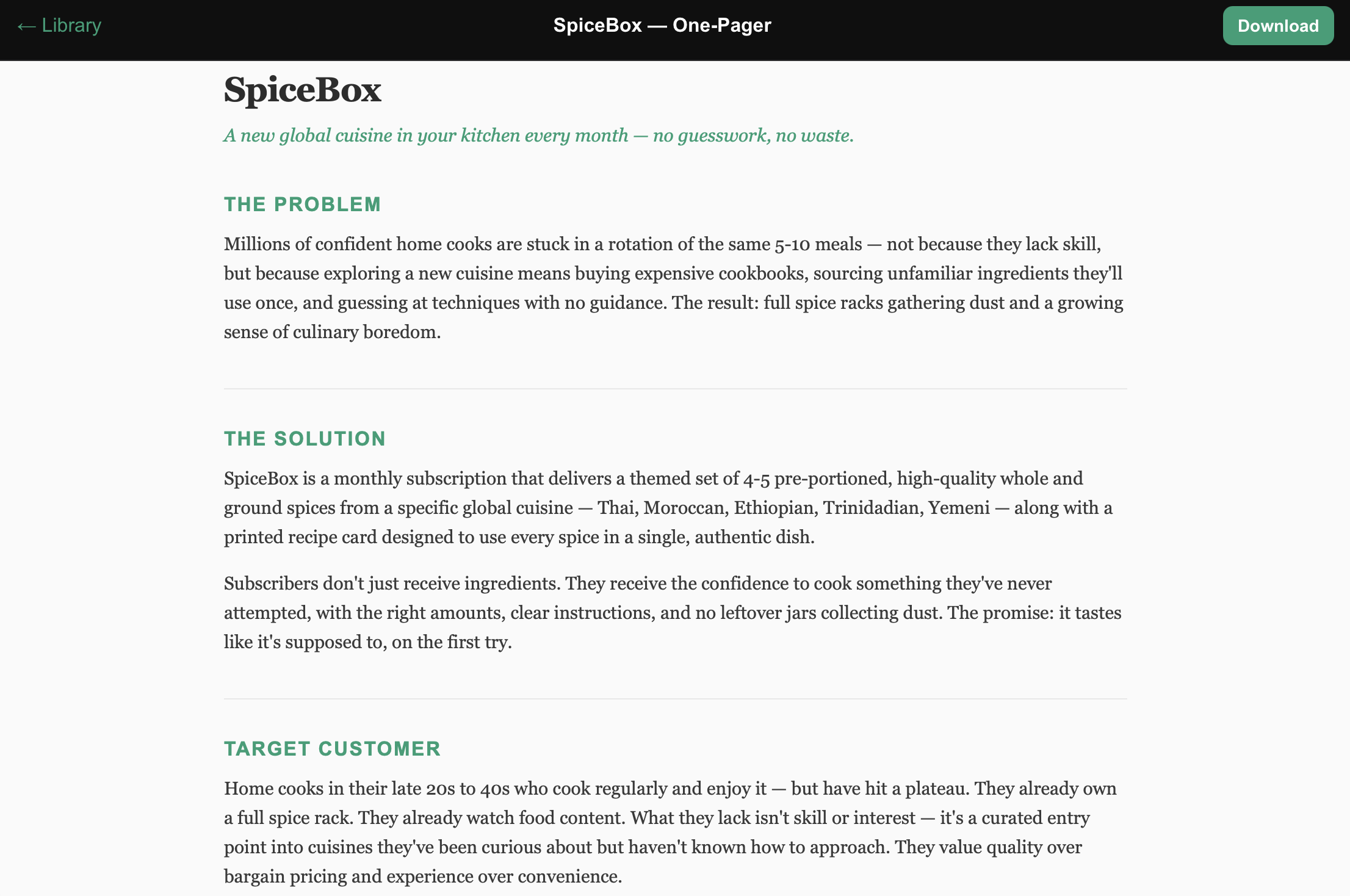 A Premise-generated one-pager, open in the document viewer